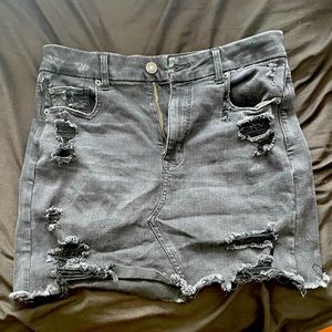 American Eagle Black Ripped Denim Skirt